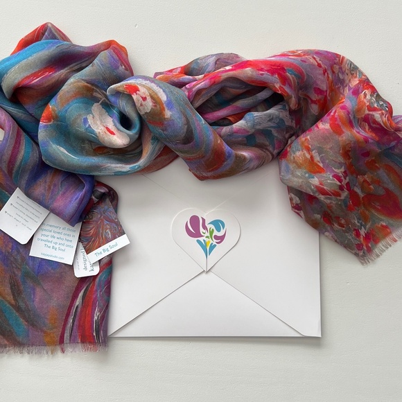 All Season Artist Modal Silk Multicoloured Scarf Wrap - Picture 3 of 9